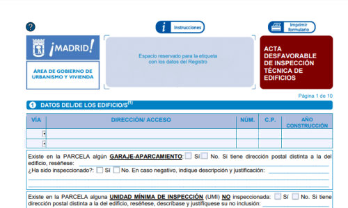 Acta de Inspección Técnica de Edificios Madrid Desfavorable PDF